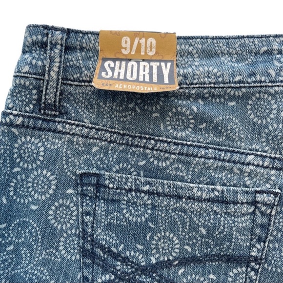 Aeropostale Shorty Floral Cut Off Denim Jean Shorts 9 Med Wash Blue - Picture 6 of 8